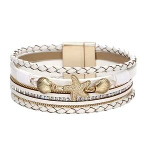 NWT White & Gold Beach-Inspired Bracelet with Starfish Charm